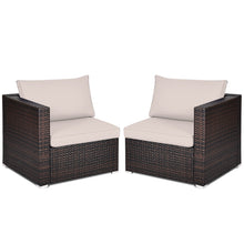 Load image into Gallery viewer, Gymax 2PCS Rattan Corner Sofa Set Patio Outdoor Furniture Set w/ 4 Beige Cushions
