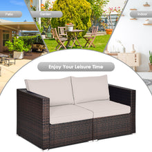 Load image into Gallery viewer, Gymax 2PCS Rattan Corner Sofa Set Patio Outdoor Furniture Set w/ 4 Beige Cushions
