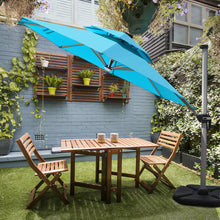 Load image into Gallery viewer, Gymax 10Ft Outdoor Solar Lighted Cantilever Umbrella w/ USB Cable Turquoise/Beige
