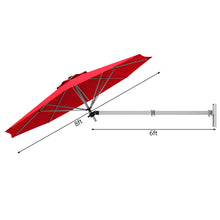 Load image into Gallery viewer, Gymax 8FT Patio Wall Mounted Cantilever Umbrella Parsol w/ Adjustable Pole Burgundy
