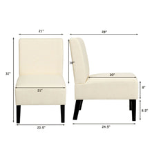 Load image into Gallery viewer, Gymax 2PCS Upholstered Accent Chair Leisure Chair Armless w/ Wooden Frame Beige

