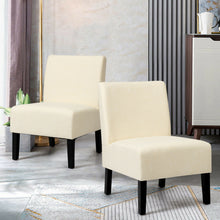 Load image into Gallery viewer, Gymax 2PCS Upholstered Accent Chair Leisure Chair Armless w/ Wooden Frame Beige
