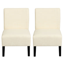 Load image into Gallery viewer, Gymax 2PCS Upholstered Accent Chair Leisure Chair Armless w/ Wooden Frame Beige
