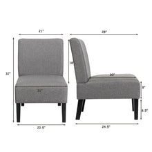 Load image into Gallery viewer, Gymax 2PCS Upholstered Accent Chair Leisure Chair Armless w/ Wooden Frame Grey
