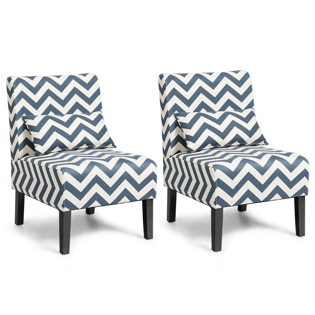 Gymax 2PCS Upholstered Accent Chair Leisure Chair Armless