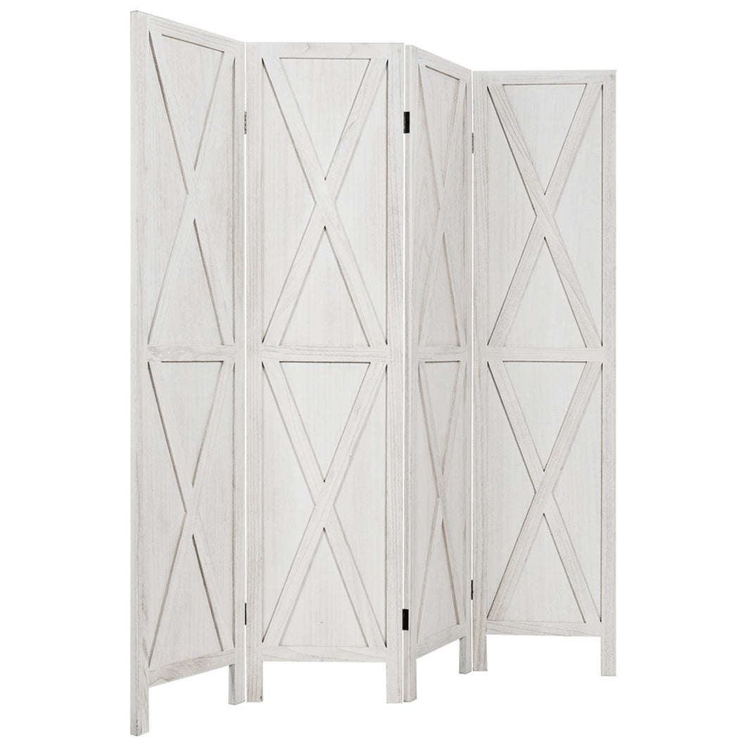 Gymax 5.6Ft Folding 4-Panel Wood Room Divider Privacy Screen Home Office White