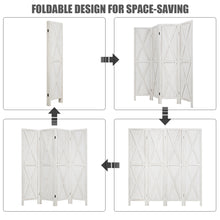 Load image into Gallery viewer, Gymax 5.6Ft Folding 4-Panel Wood Room Divider Privacy Screen Home Office White
