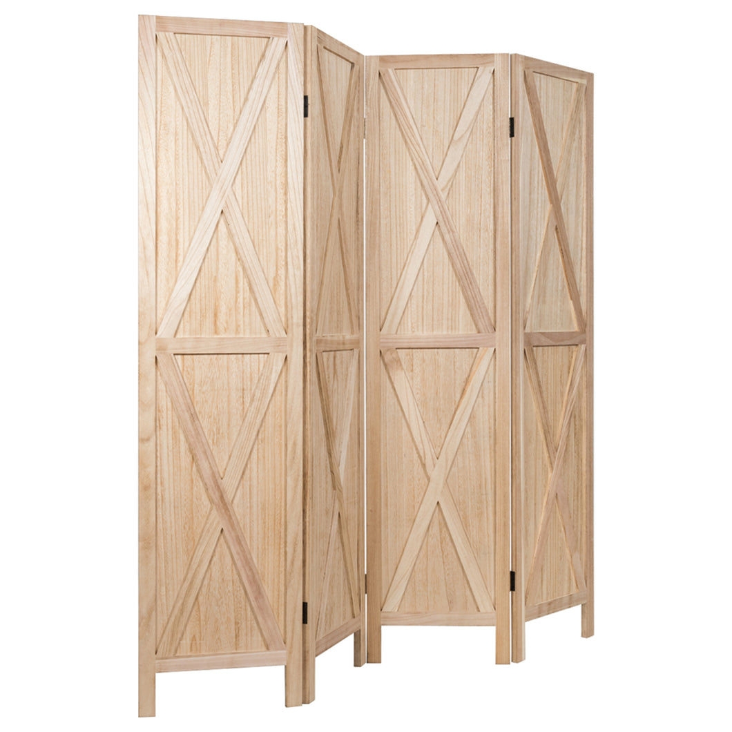Gymax 5.6Ft Folding 4-Panel Wood Room Divider Privacy Screen Home Office Natural
