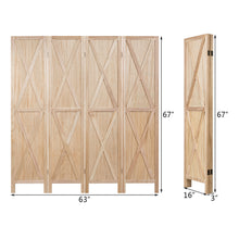 Load image into Gallery viewer, Gymax 5.6Ft Folding 4-Panel Wood Room Divider Privacy Screen Home Office Natural
