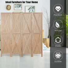 Load image into Gallery viewer, Gymax 5.6Ft Folding 4-Panel Wood Room Divider Privacy Screen Home Office Natural
