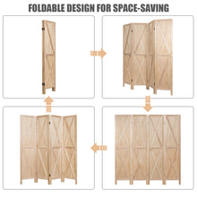 Load image into Gallery viewer, Gymax 5.6Ft Folding 4-Panel Wood Room Divider Privacy Screen Home Office Natural
