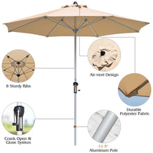 Load image into Gallery viewer, Gymax 9Ft Patio Outdoor Umbrella Market Table Umbrella w/ Crank 8 Ribs Beige
