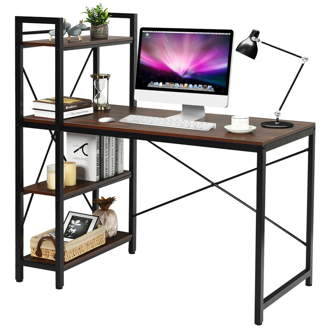 Gymax 47.5'' Computer Desk Writing Desk Study Table Workstation w/ 4-Tier Shelves