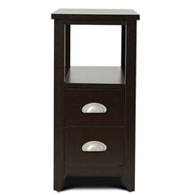 Load image into Gallery viewer, Gymax Set of 2 End Bedside Table Rectangular Nightstand W/ 2 Drawers &amp; Shelf Espresso
