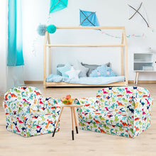 Load image into Gallery viewer, Gymax Double Kids Dinosaur Sofa Children Armrest Couch Upholstered Chair Furniture
