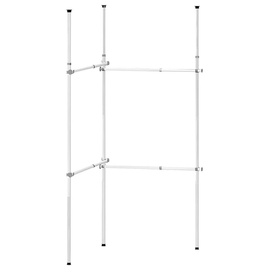 Gymax Double 2 Tier Adjustable Garment Rack Telescopic Clothes Hanger Closet Organizer
