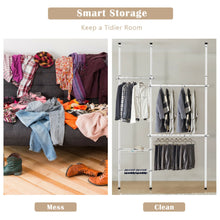 Load image into Gallery viewer, Gymax Double 2 Tier Telescopic Garment Rack Adjustable Closet Organizer w/ Baskets
