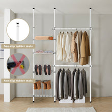 Load image into Gallery viewer, Gymax Double 2 Tier Telescopic Garment Rack Cloth Closet Organizer w/Shoe Rack &amp; Shelf
