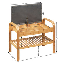 Load image into Gallery viewer, Gymax Shoe Rack Bench Bamboo W/Cushioned Seat&amp;Storage Shelf Padded Seat Shoe Bench
