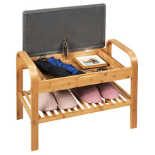 Load image into Gallery viewer, Gymax Shoe Rack Bench Bamboo W/Cushioned Seat&amp;Storage Shelf Padded Seat Shoe Bench
