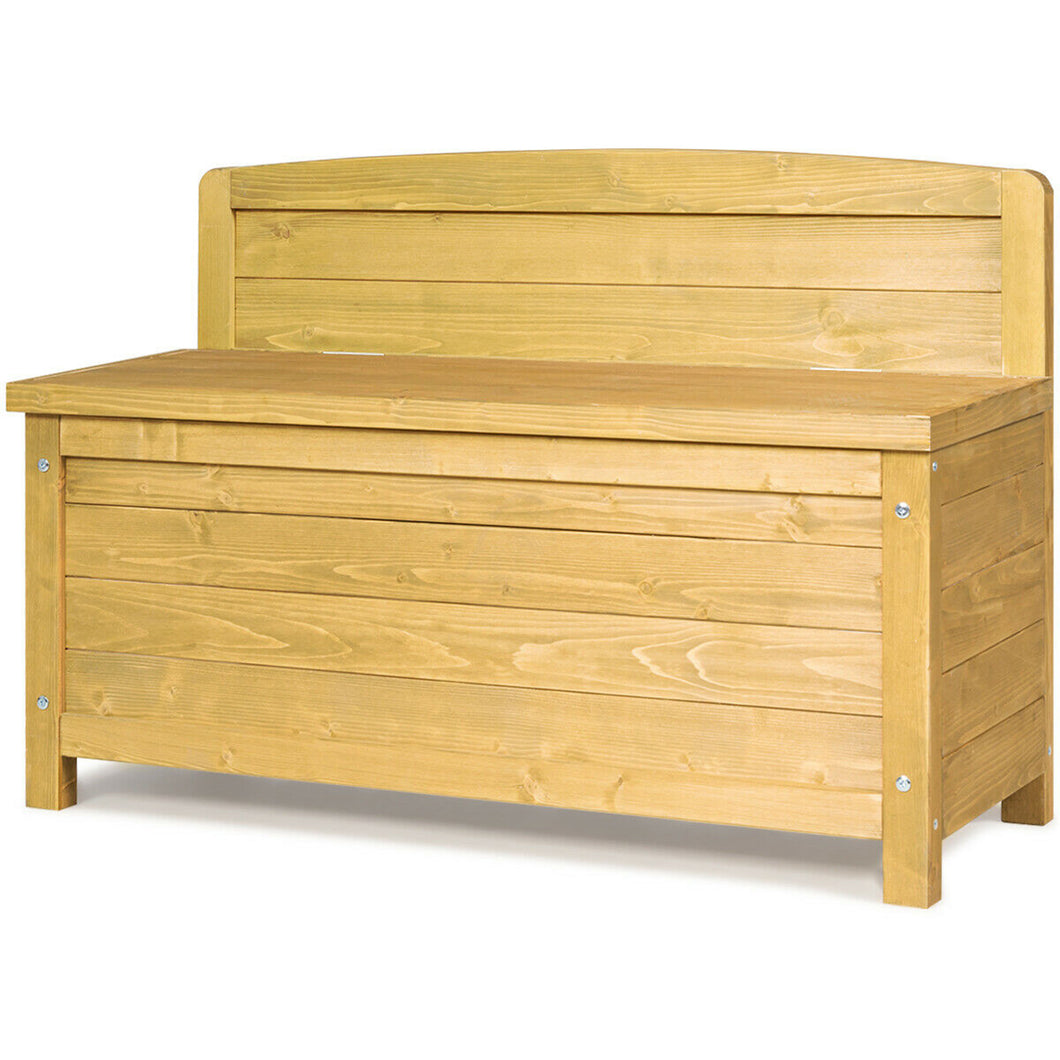 Gymax 16.5 Gallon Wood Storage Bench Deck Box Outdoor Seating Storage Container