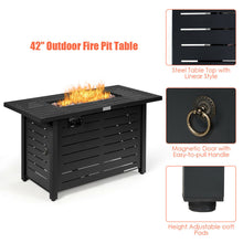 Load image into Gallery viewer, Gymax 42&#39;&#39; Rectangular Propane Gas Fire Pit 60,000 Btu Heater Outdoor Table W/ Cover
