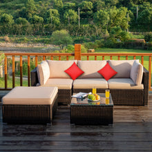 Load image into Gallery viewer, Gymax 5PCS Rattan Sectional Sofa Set Patio Furniture Set w/ Beige Cushion Pillow
