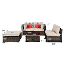 Load image into Gallery viewer, Gymax 5PCS Rattan Sectional Sofa Set Patio Furniture Set w/ Beige Cushion Pillow
