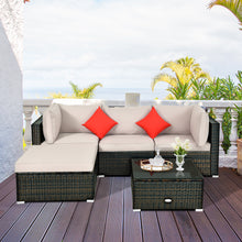 Load image into Gallery viewer, Gymax 5PCS Rattan Sectional Sofa Set Patio Furniture Set w/ Beige Cushion Pillow
