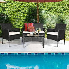Load image into Gallery viewer, Gymax 4PCS Outdoor Furniture Set Patio Rattan Conversation Set w/ Red Cushion
