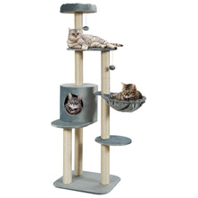 Load image into Gallery viewer, Gymax 56.5&#39;&#39; Multi-Level Cat Tree Kitten Climbing Tower w/Sisal Post &amp; Spacious Perches

