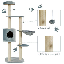 Load image into Gallery viewer, Gymax 56.5&#39;&#39; Multi-Level Cat Tree Kitten Climbing Tower w/Sisal Post &amp; Spacious Perches
