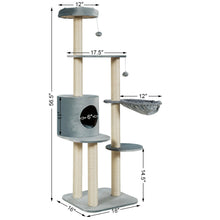 Load image into Gallery viewer, Gymax 56.5&#39;&#39; Multi-Level Cat Tree Kitten Climbing Tower w/Sisal Post &amp; Spacious Perches
