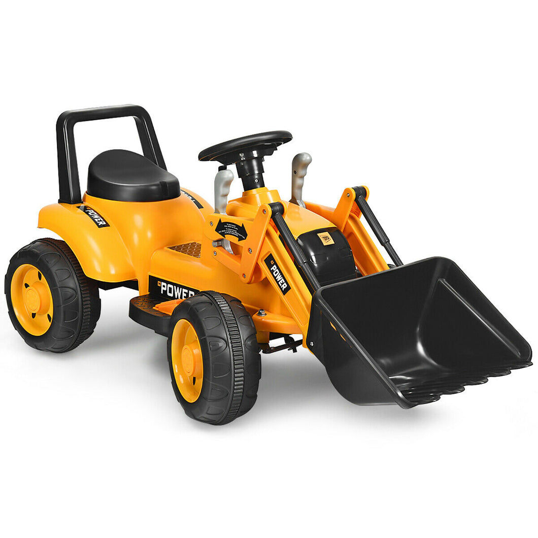 Gymax Kids Ride On Excavator Digger 6V Battery Powered Tractor w/Digging Bucket Yellow