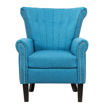 Load image into Gallery viewer, Gymax Set of 2 Upholstered Accent Chair Leisure Single Sofa w/ Wooden Frame Blue

