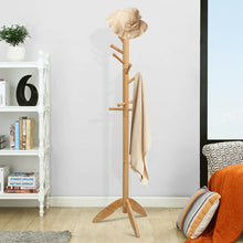 Load image into Gallery viewer, Gymax Wooden Coat Rack Hanger Hall Tree Entryway w/ 10 Hooks 2 Heights Oak
