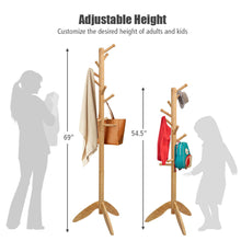 Load image into Gallery viewer, Gymax Wooden Coat Rack Hanger Hall Tree Entryway w/ 10 Hooks 2 Heights Oak
