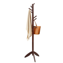 Load image into Gallery viewer, Gymax Wooden Coat Rack Hanger Hall Tree Entryway w/ 10 Hooks 2 Heights Walnut
