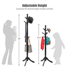 Load image into Gallery viewer, Gymax Wooden Coat Rack Hanger Hall Tree Entryway w/ 9 Hooks 2 Heights Black
