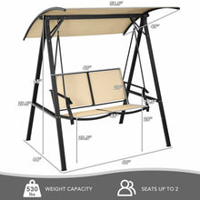 Load image into Gallery viewer, Gymax Patio Canopy Swing Outdoor Swing Chair 2-Person Canopy Hammock Beige
