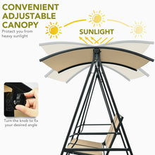Load image into Gallery viewer, Gymax Patio Canopy Swing Outdoor Swing Chair 2-Person Canopy Hammock Beige
