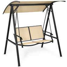Load image into Gallery viewer, Gymax Patio Canopy Swing Outdoor Swing Chair 2-Person Canopy Hammock Beige

