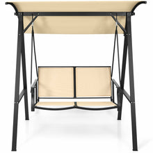 Load image into Gallery viewer, Gymax Patio Canopy Swing Outdoor Swing Chair 2-Person Canopy Hammock Beige
