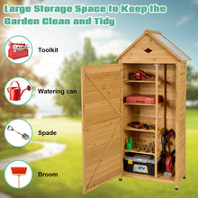 Load image into Gallery viewer, Gymax Outdoor Storage Shed Lockable Wooden Garden Tool Storage Cabinet W/ Shelves
