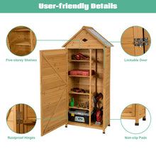 Load image into Gallery viewer, Gymax Outdoor Storage Shed Lockable Wooden Garden Tool Storage Cabinet W/ Shelves
