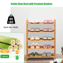 Load image into Gallery viewer, Gymax 5-Tier Bamboo Shoe Rack FreeStanding Shoe Shelf Entryway Shoe Storage Organizer
