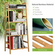 Load image into Gallery viewer, Gymax 4-Tier Bamboo Ladder Shelf Multipurpose Plant Display Stand Storage Bookshelf
