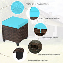 Load image into Gallery viewer, Gymax Set of 2 Patio Rattan Ottoman Footrest Garden Outdoor w/ Turquoise Cushion
