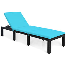 Load image into Gallery viewer, Gymax Adjustable Rattan Patio Chaise Lounge Chair Couch w/ Turquoise Cushion
