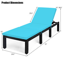Load image into Gallery viewer, Gymax 2PCS Adjustable Rattan Patio Chaise Lounge Chair Couch w/ Turquoise Cushion

